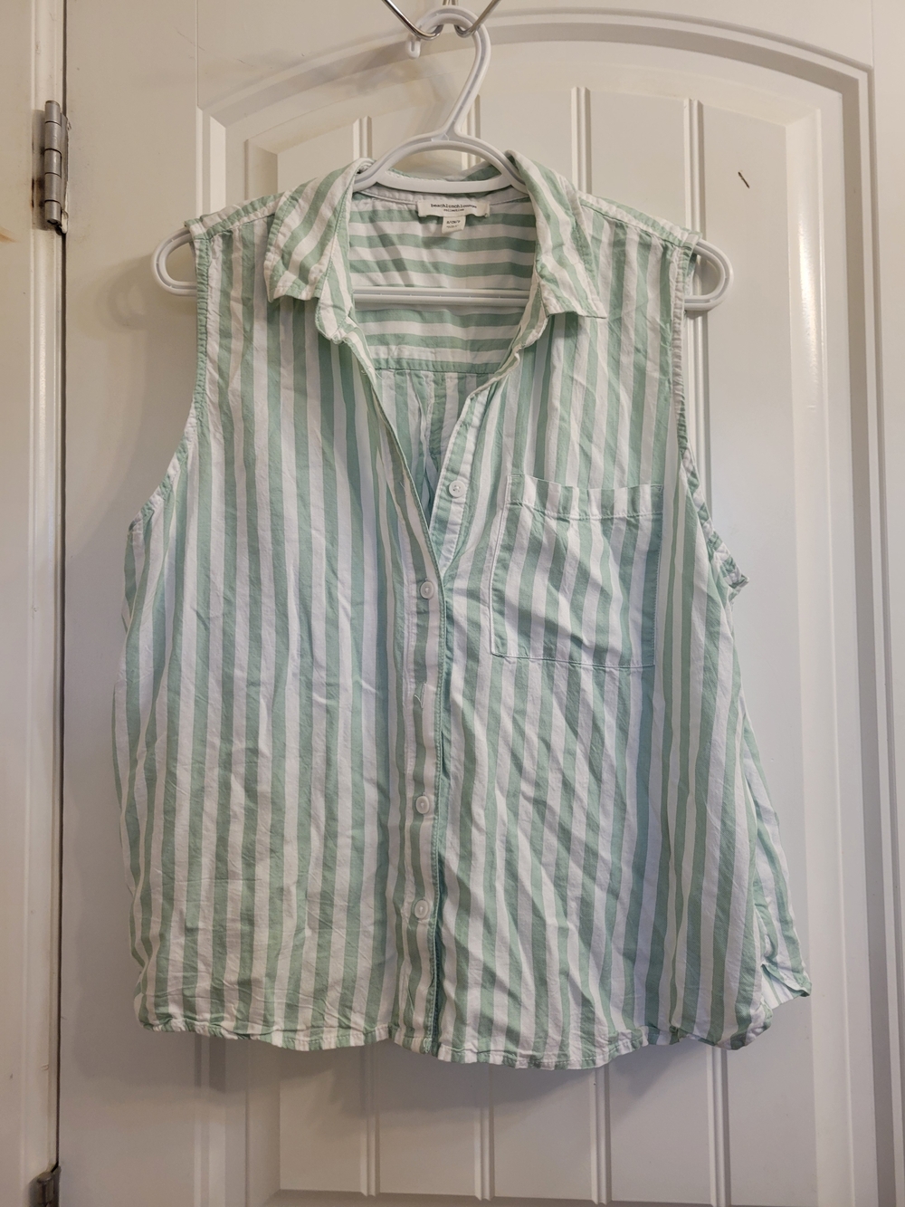 2/$20 Mint Green & White Striped Sleeveless Top